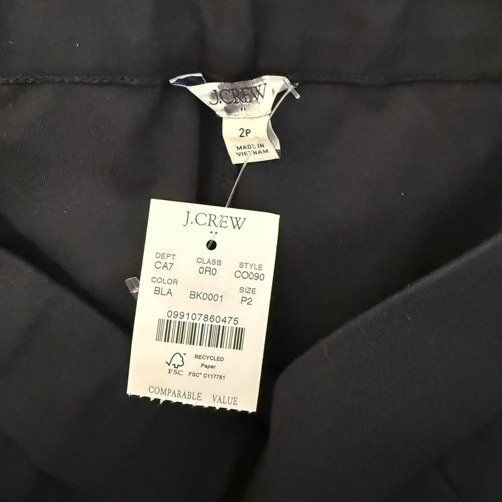 J. Crew Kick Crop Pull On Ponte Elegant Classic Black Women's Pants NWT 2P